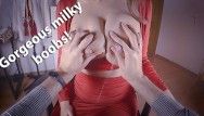 Ideal milky saggy large wobblers lactating everywhere pov red suit